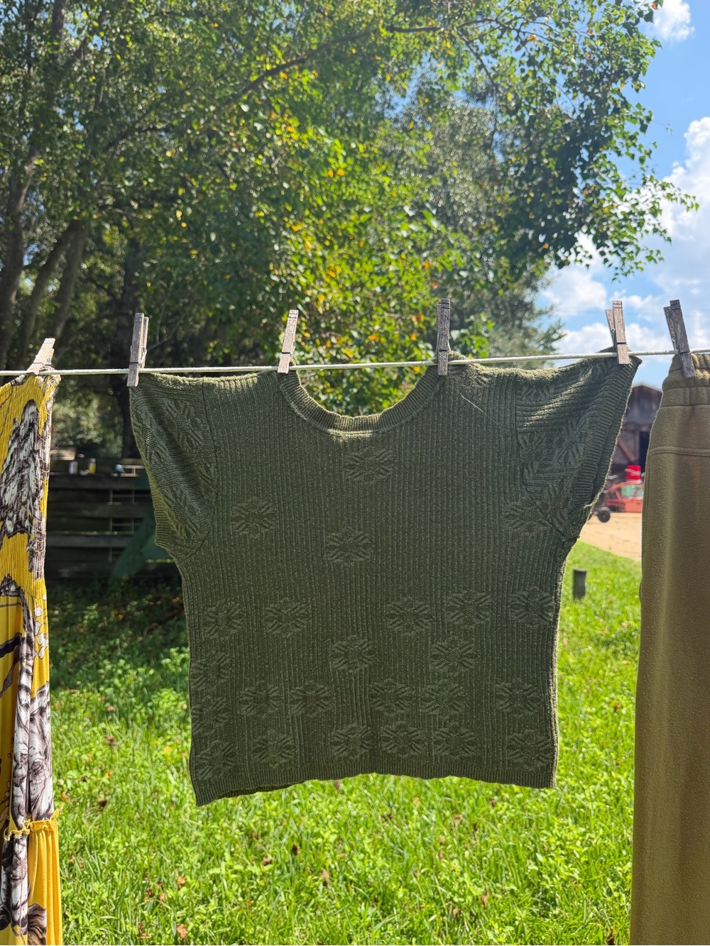 No Boundaries Olive Green Knit Crop Top